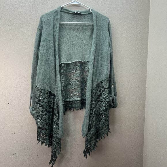 Indigo Thread Co. Forest Fairy Duster Cardigan Boho Lace Y2K Knit Whimsigoth - Picture 1 of 7